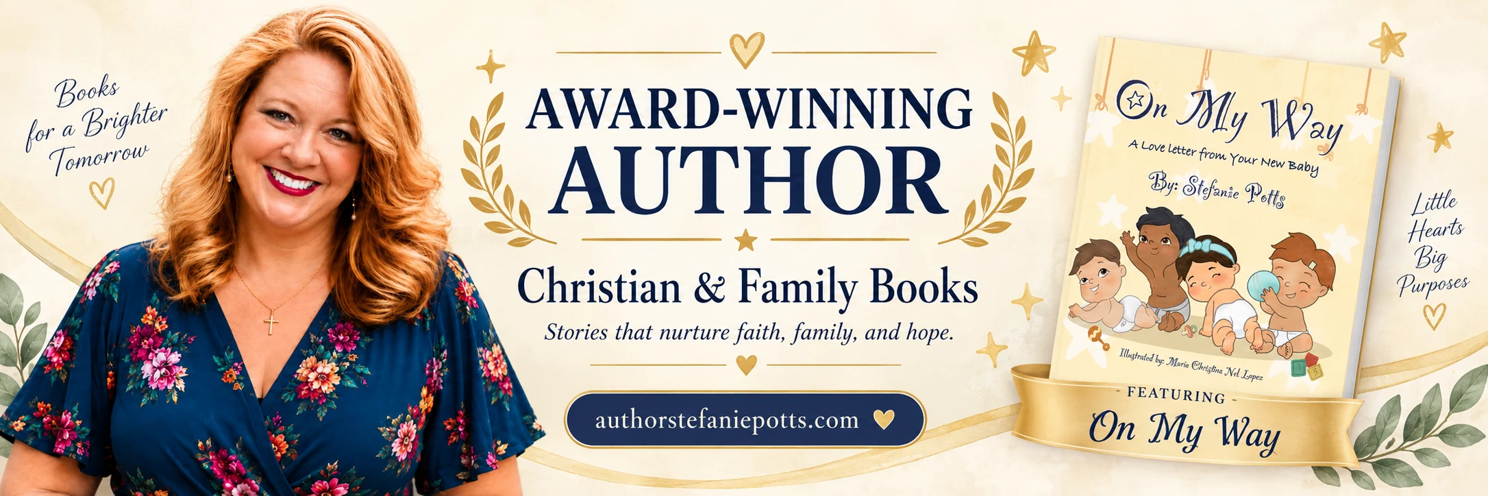 Stefanie Potts, award-winning author in Christian and family books, featuring On My Way
